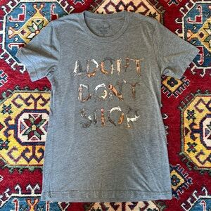 Rachel Antonoff Adopt Don’t Shop crew neck short sleeve gray tee EUC